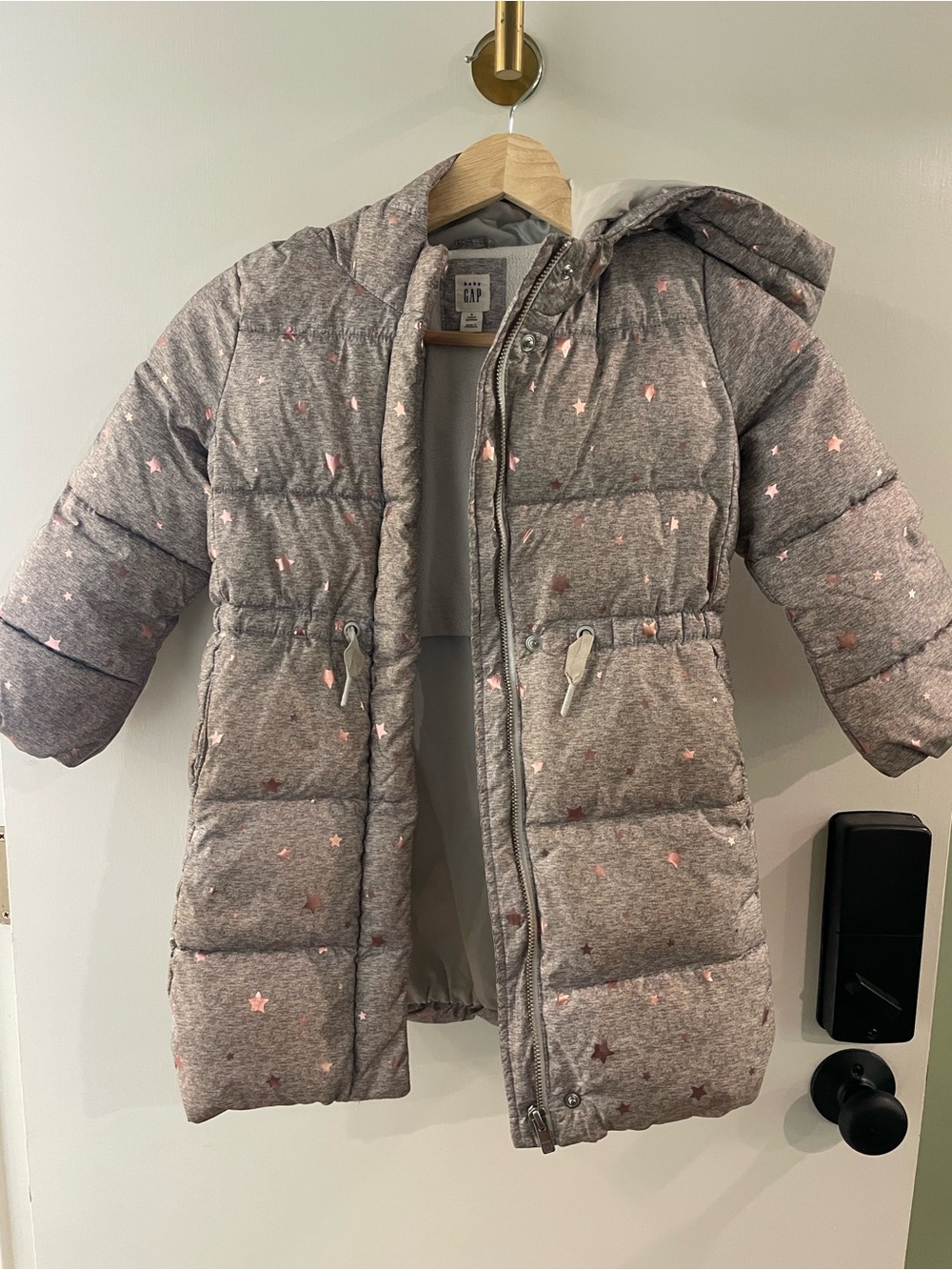GAP kids Gray Star Puffer Coat with Hood